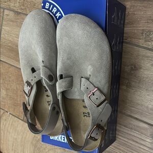 Birkenstock Tokio II Taupe Suede Sandals Sz 37